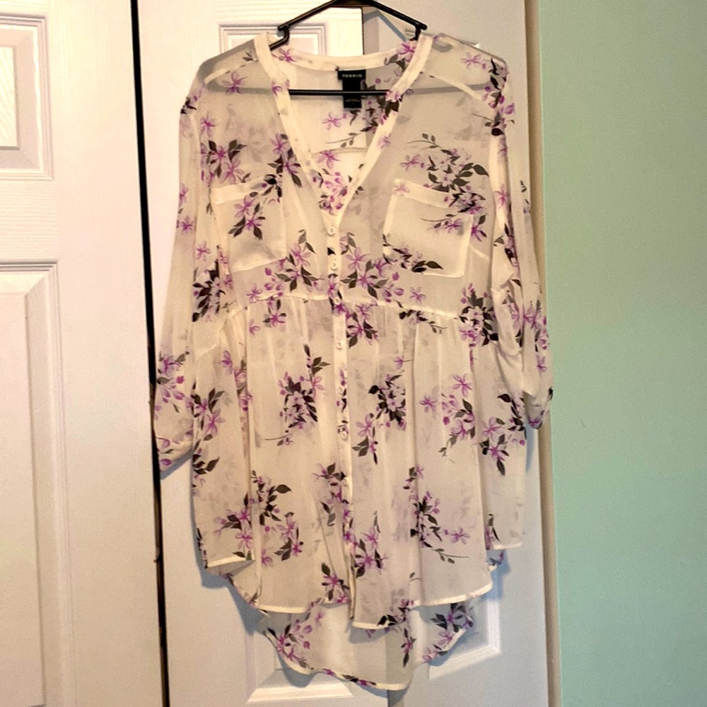 Torrid sheer floral babydoll top